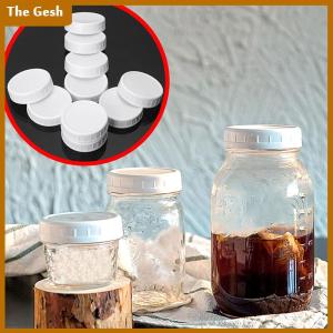 [The Gesh] ฝาปิดขวดน้ำดื่มบรรจุกระป๋องเมสันสีขาวขนาด70มม. 86มม. ฝาปิดพลาสติกเส้นผ่านศูนย์กลางด้านในฝาปิดแบบไม่มีโครงสำหรับเปลี่ยนขนาด10ชิ้น