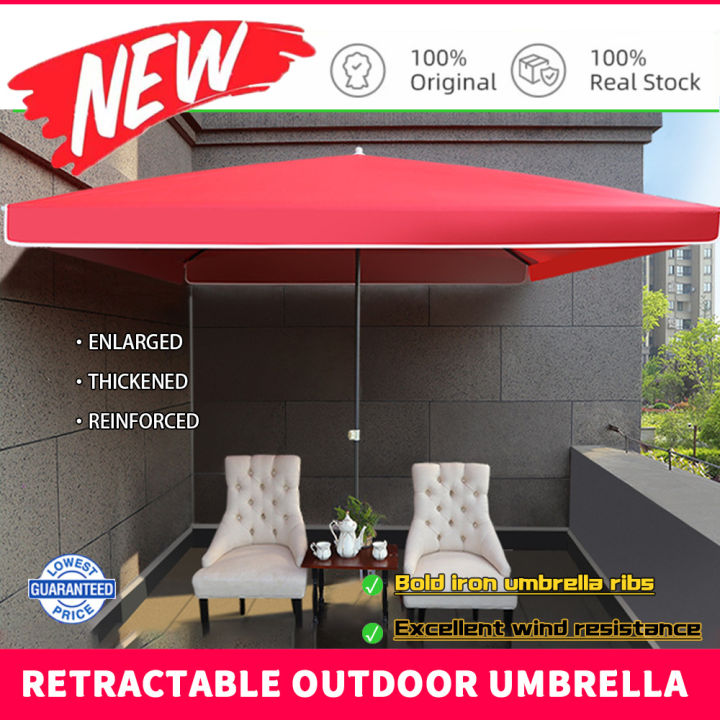 2M*2M Square Retractable Big Umbrella Outdoor Umbrella Awning Canopy