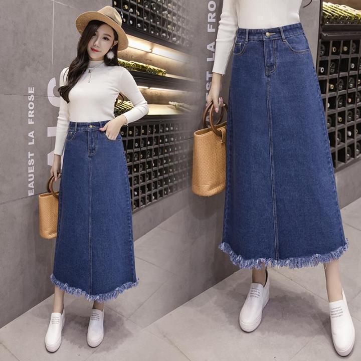 Plus size long outlet denim skirts young