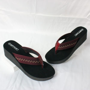 SJ Sandal Wedges 5cm Wanita Spon Ringan Jepit Rajut Zigzag Hak Tinggi Sedang Sendal Kekinian