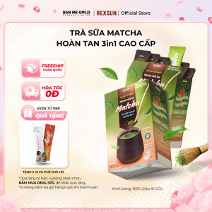 [TẶNG QUÀ] Trà Sữa Matcha Hoà Tan - Instant Delight - Hộp 160g (10 Gói) - Trà Sữa Trà Xanh Hòa Tan Chính Hãng Ban Me Gold - REXSUN