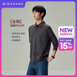 Giordano Beau Monde Men 100% cotton raglan sleeve polo shirt Free Shipping 13016618