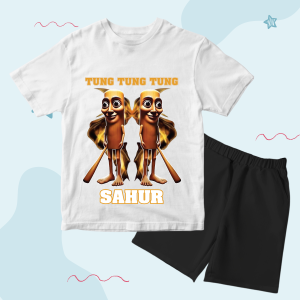 Baju Kaos Setelan Anak Laki Laki Karakter Anomali Tung Tung Sahur Kembar Keren 1 - 10 Tahun - DTF