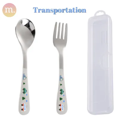 kids High Quality Food Grade Stainless Steel Fork And Spoon Set With Storage Box