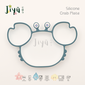 JIYU [JB-005] Silicone Divided Crab Plate / Piring Silikon Kepiting dengan 3 lubang BPA FREE