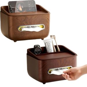 BLESSFUL Partition Storage Multifunctional Tissue Box Dustproof with Phone Holder Organizer High End Non-slip Tissue Dispenser Home Use