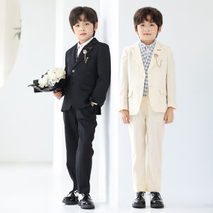 lontakids Boys Suits 5 Pieces Slim Fit Blazer Pants Kids Wedding Dresswear Ring Bearer Communion Outfit