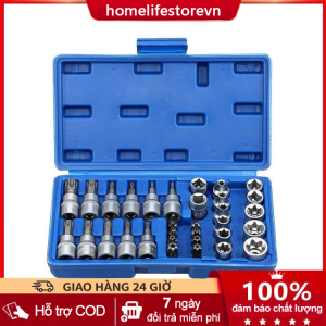 bộ khẩu tuýp E và đầu lục giác hoa thị 34 chi tiết
