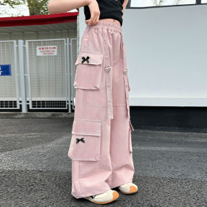 Street Cargo pants Kids Girl New Fashion Baggy Pants for Kids Girl Loose wide-leg Trouser 130-160CM
