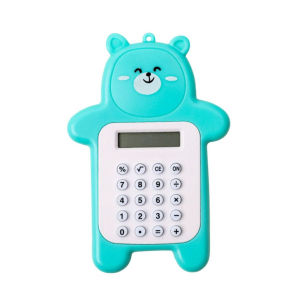 KAMJE Kalkulator Calculator Mini Portable Motif Beruang 8 Digit Tombol Karet Warna Warni