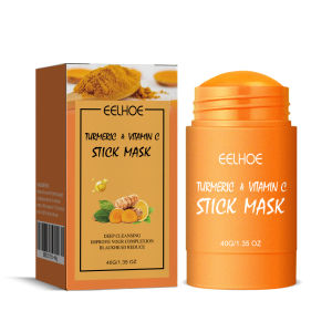 Eelhoe Turmeric Vitamin C Mud Stick Mask Deep Cleansing Pores Purifying Oil Control Turmeric Clay Mask Stick Improve Skin Tone and Texture Anti Acne Removal Blackhead Facial Mask Women Skincare Products