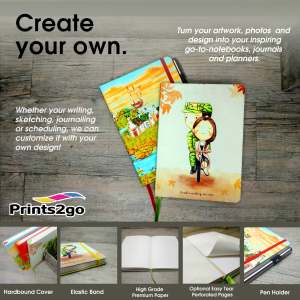 A6 SIZE LAY-FLAT STITCHED CUSTOM NOTEBOOK FULL PRINT COVER (Front and Back) Personalized Journals