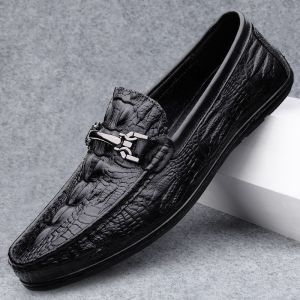 Free Shipping 2026 Summer New Collection: MenS Business Leather Shoes With A Textured Crocodile Pattern Versatile Summer Shoes With A Soft Sole Perfect For Casual Wear