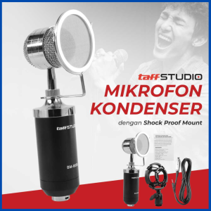 COD TaffSTUDIO Mic Mikrofon Kondenser Studio  XLR with Shock Untuk komputer Hp Youtube Podscast ..