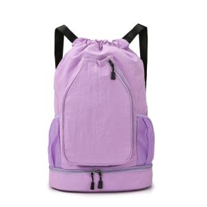 CYI47 2 Rackets Tennis Racket Backpack with Shoes Pocket Large Capacity Badminton Sports Bag Professional Drawstring Closure Gym Pack Travel