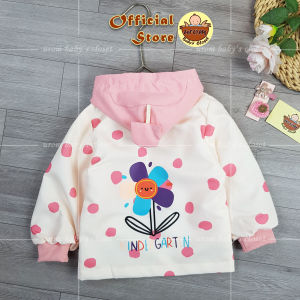 [HỎA TỐC] Áo khoác hồng cho bé gái 10-26Kg chất dù chống nắng 2 lớp có mũ hình hoa cười dễ thương Urombaby