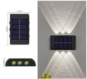Multi-LED Solar Wall Lights Outdoor Luminous Lighting IP65 Waterproof Up and Down Wall Lamp for Garden Yard Decoration Solar Light