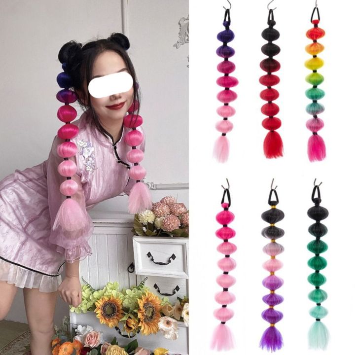 TCHIRR Colorful Bubble Ponytail Synthetic Gradient Puff Hair Tail DIY ...