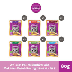 WHISKAS® Makanan Kucing Basah Pouch Multi Variant 80g - isi 7