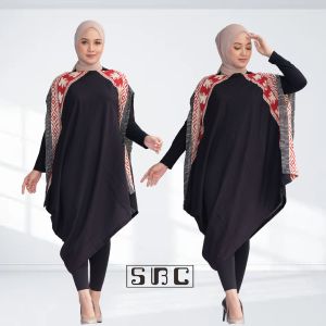 Pakaian wanita dress kaftan batik jumbo embrio hitam