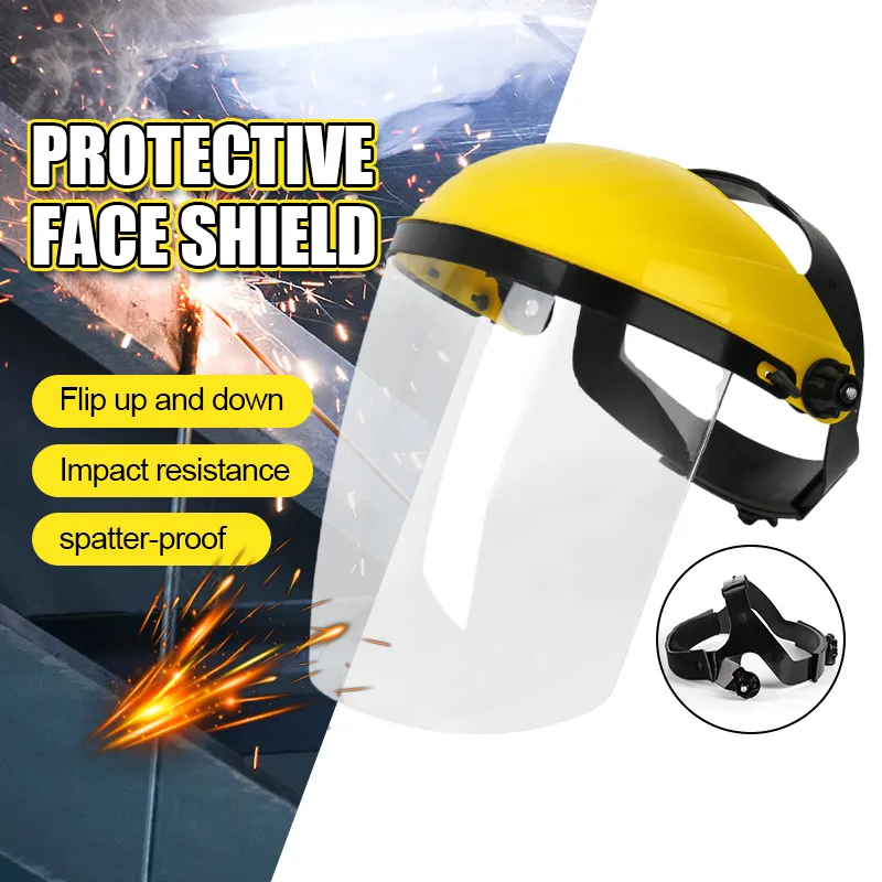 Protective Face Shield with Flip-Up Visor Yellow Clear Safety Eye
