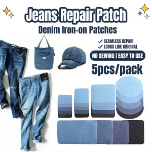 Naukaha 5PCS/Set Jeans Patch Iron on Patches for Clothing Repair Pants Knee Repairs Applique Denim Patch