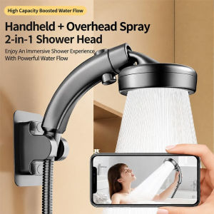 360° Swivel Shower Head Thick High Pressure One-Touch Stop Bathroom