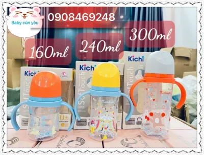 Bình Sữa Cổ rộng Kichi Bình sữa cho bé nhựa PP 160ml/ 240ml/300ml ( Có quai cầm