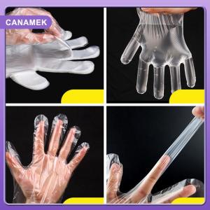 【CANAMEK】 100pcs thực phẩm găng tay nhựa trong suốt Găng tay dùng một lần phụ kiện nhà bếp