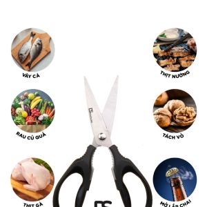 Kéo gia dụng Daesung VKS-008 được làm từ thép Nhật không gỉ dài - Kéo nhà bếp giá rẻ dùng cắt thịt và thực phẩm