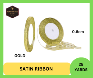 SATIN RIBBON 25 yards 2cm (Gold brownredbluegreenpink dark green)