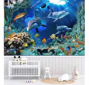 Wallpaper Dinding bawah laut - wallpaper dinding motif laut - wallpaper murah ikan bawah laut