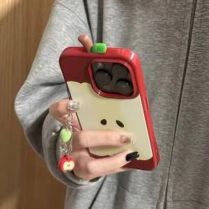 3D Apple Shape Phone Pendant Keychain Cute Cartoon Fruit Backpack Camera Lanyard Good Luck Phone Chain Fashion Phone Accessories