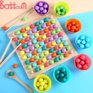 DIY Elimination Bead Clip Bead Fine Motor Training Board Game Wooden Montessori Color Classification Stacked Educational Toys for Girls Toys for Boys