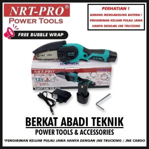 NRT-PRO CS 75 DC Mesin Cordless Mini Chainsaw 4 Inch Gergaji Rantai Potong Kayu Baterai Batre Chain Saw Gerinda 12V CS75 CS75DC 75DC