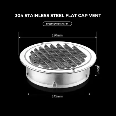 [SG] Round Louvered Grille Cover Vent Hood Ventilation with Fly Screen Mesh 304 Stainless Steel Air Outlet Vents 60-250MM