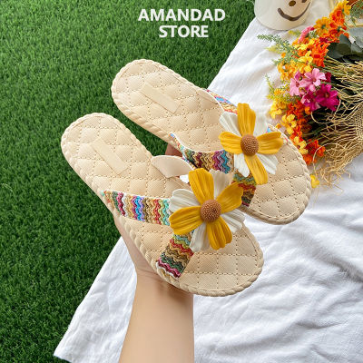 QiaoYiLuo Cool flower slippers for women, soft-soled beach shoes that match everything, new style, fashionable