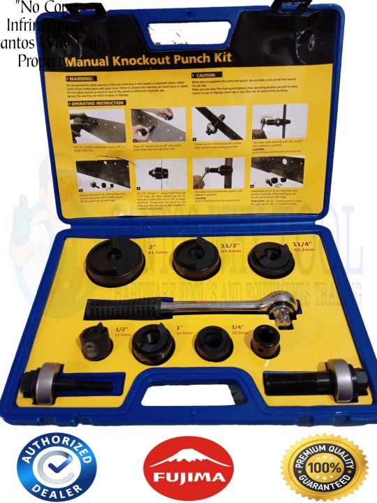 1/2" to 2" Manual Knock Out Punch Driver Kit Hole Tool Knockout Punches