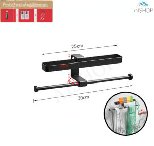[SG Seller]Hanger Storage Rack Bathroom Towel Racks Toilet Paper Holder Wall-mounted Drying Racks for Balcony Bedroom