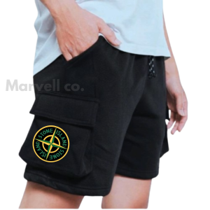 Celana Cargo Pendek Bahan Fleece Premium Warna Hitam Banyak Motif Simple Kargo Distro Santai