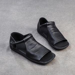 Cowhide Sandals Open-toed Shoe Focus Womens Sandals Fashion Craftsmanship Rounded Lines Lightweight Mom Elegance