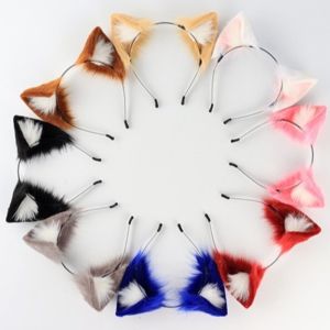 WPOT Animal Cat Ears Headband Artificial Furry Cosplay Headband Artificial Cosplay Realistic Gothic Headband Carnival