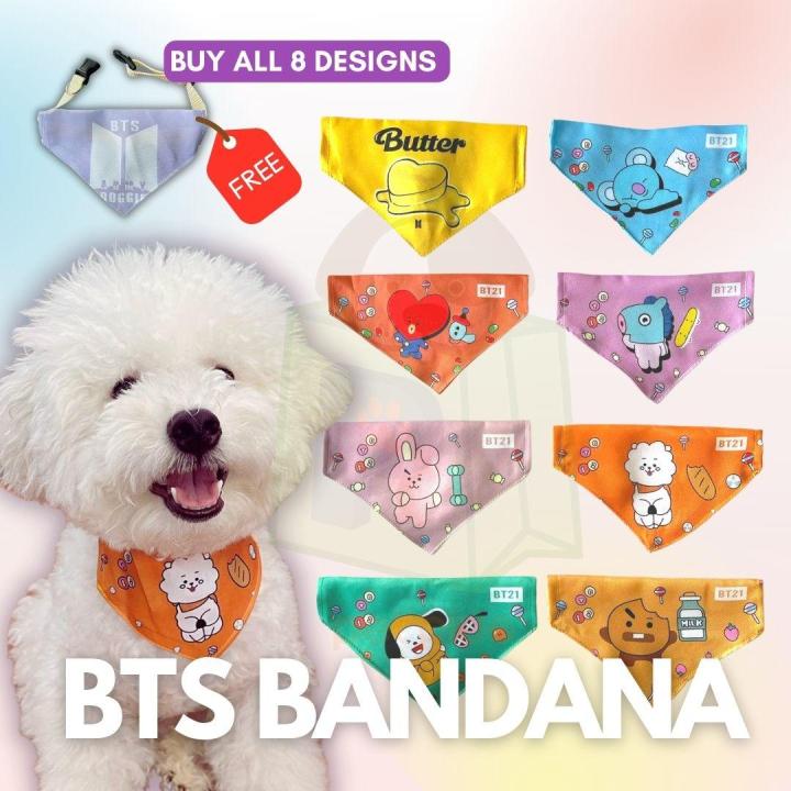 Pet dogcat scarf Triangular towel BTS lovely Cartoon design Korean star ...