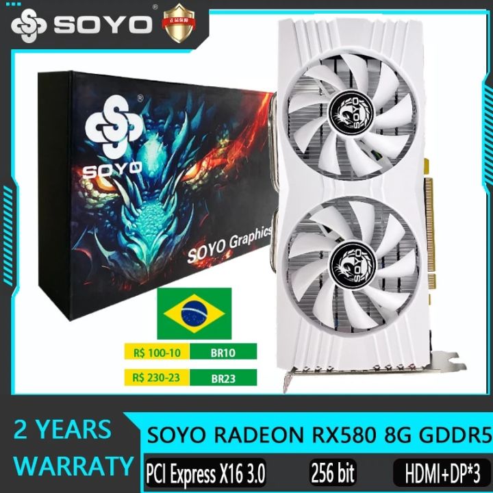 SOYO White AMD RX580 8GB Video Card Gaming GDDR5 256Bit PCI Express 3.0