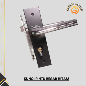 Set Kunci Pintu Besar Hitam Elegan dengan Cylinder dan Handle - Keamanan Tinggi