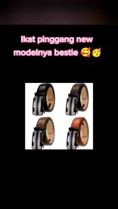 Ikat pinggang pria kulit sapi model cowok rel otomatis laki premium genuine leather import ada box dus