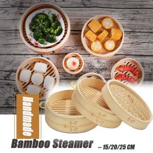 GIGBM Healthy 15/20/25/30 cm Fish Cooking Vegetables Cover Cookware Cage Kitchen Tool Bamboo Steamer Basket