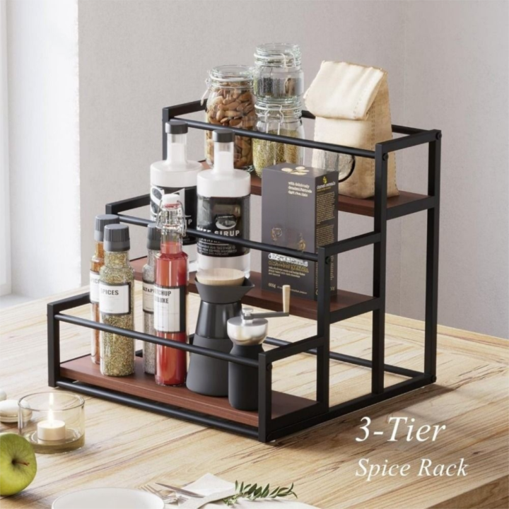 LUXURY GRADE Black Coffee Syrup Rack 3 Tier Bottle Stand Wine Storage ...