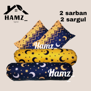 sarung bantal tidur isi 4 pcs 2 sarung bantal dan 2 sarung guling motif aesthetic bulan bintang