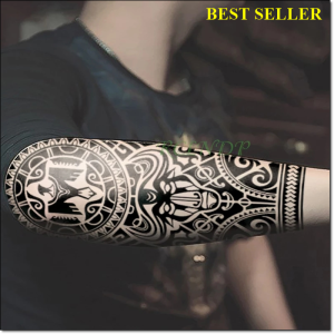 Tato Temporer Tattoo Temporary Tahan Air Motif Tribal Banteng Seri J-523 Waterproof - Tato Tubuh Lengan Tangan Kaki Punggung Leher Dada Pria